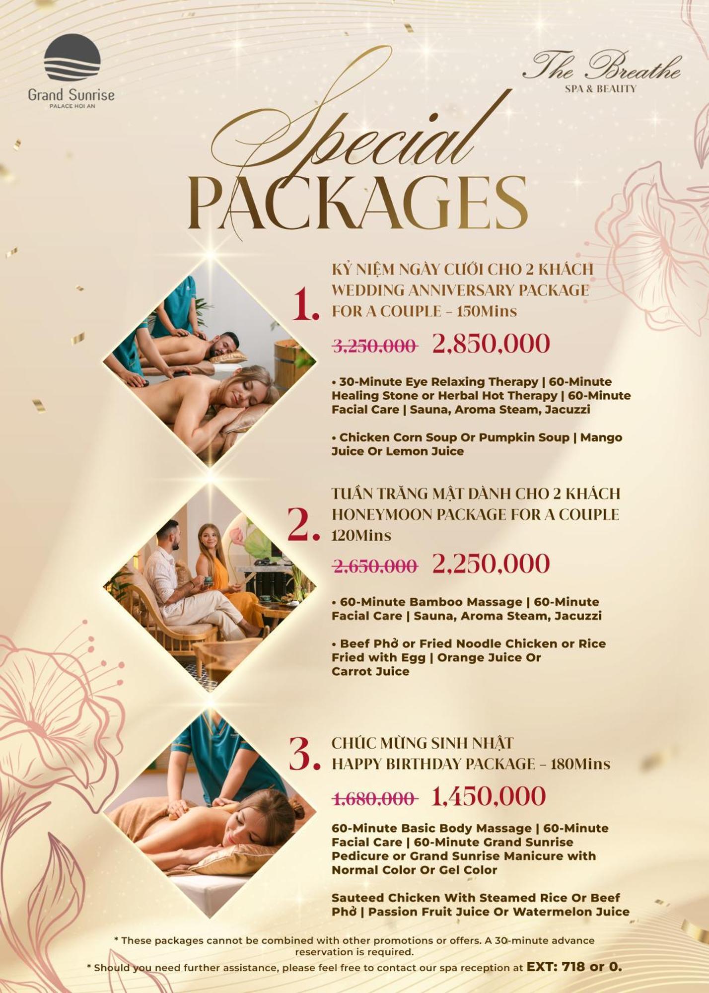 Grand Sunrise Palace Hoi An- A Luxury Indochine Hotel & Spa Exterior foto A spa menu